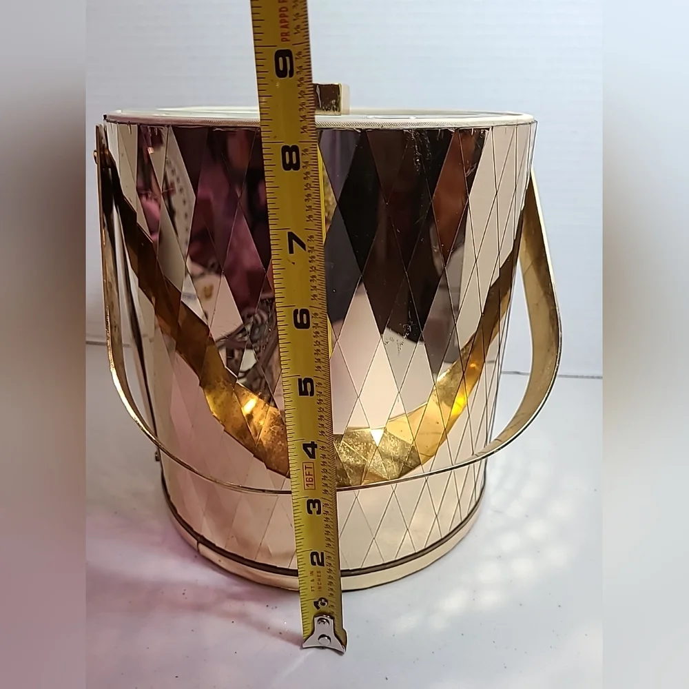 VTG Ice Bucket Georges Briard Gold Diamond Pattern